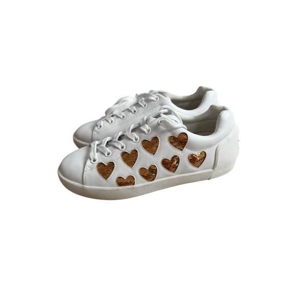 ASH Sequin Heart Print White Leather Sneakers Size 37 / US 6.5 -7 - Picture 9 of 10
